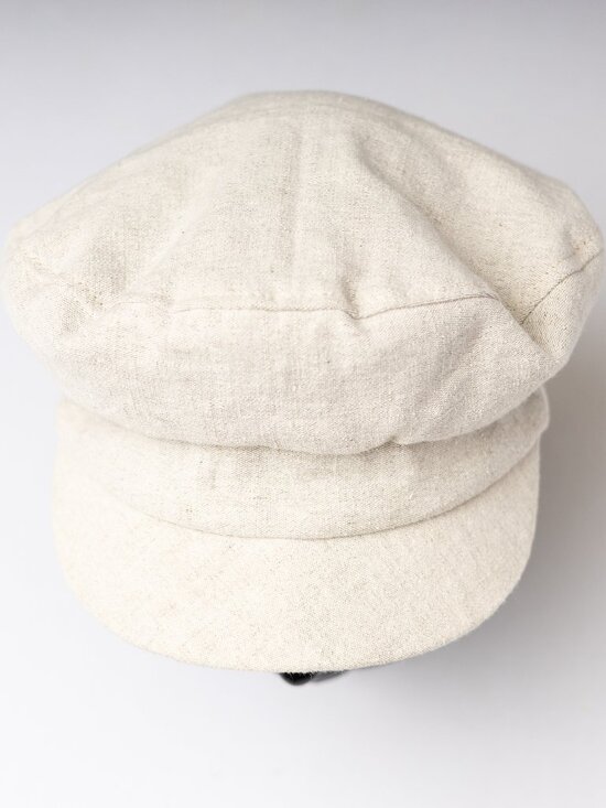 Women\'s Upcycled Medium Beige Linen Military Cadet Army Patrol Hat main image 5